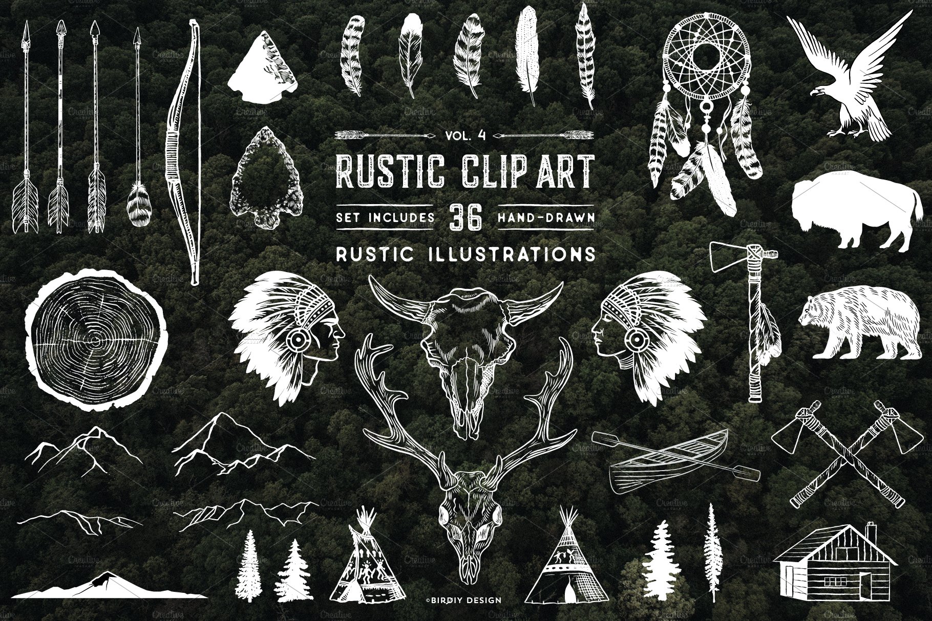 Rustic Clip Art Volume 4 preview image.