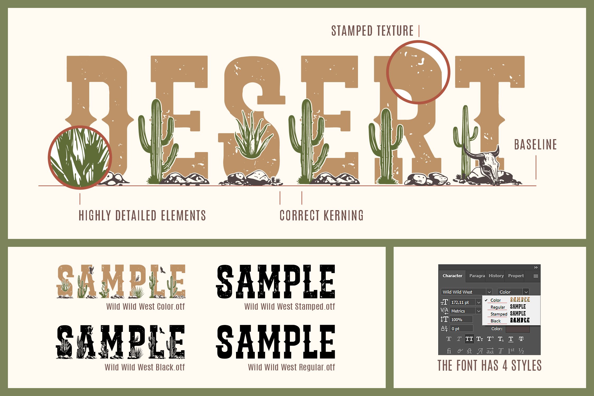 Wild Wild West. Color Font (4styles) preview image.