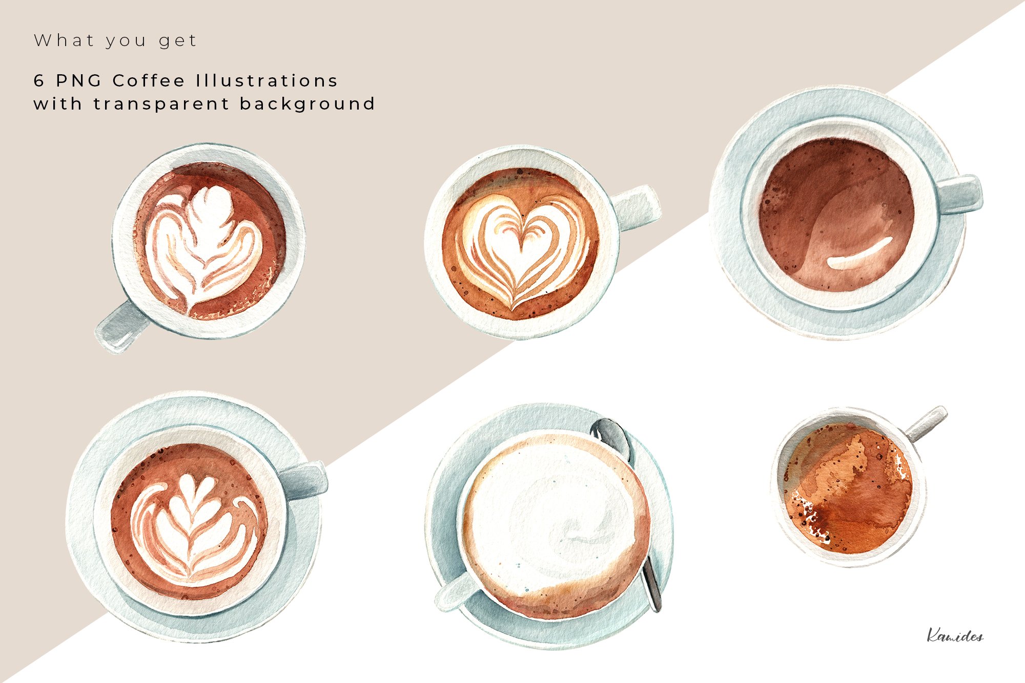 Watercolor COFFEE Clipart & Pattern preview image.
