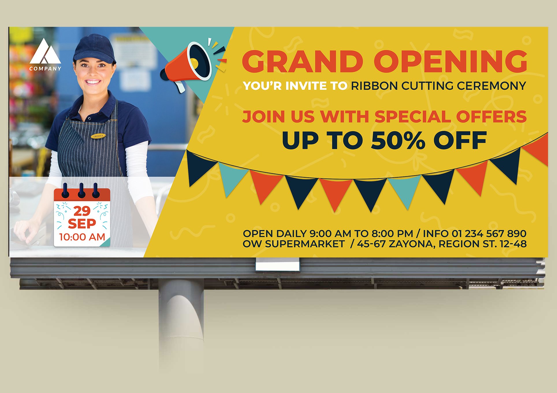 Grand Opening Billboard Template preview image.