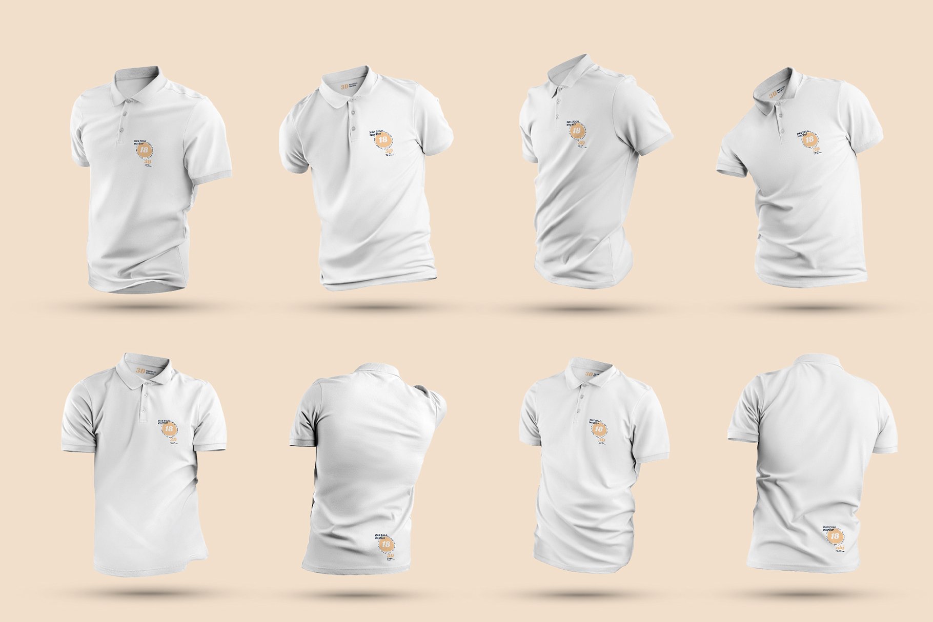 8 Mockups 3D Polo preview image.
