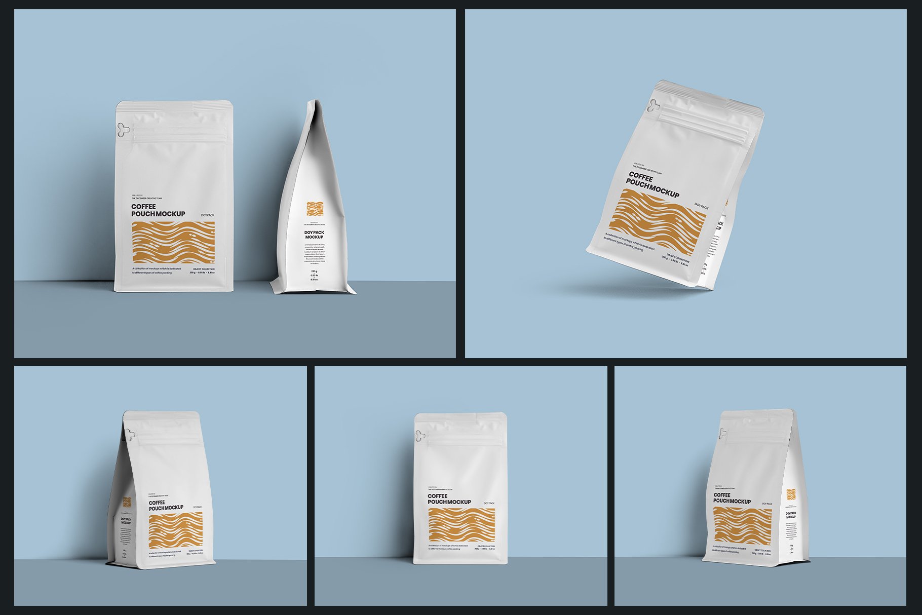 10 Coffee Bag Doy Pack Mockups preview image.