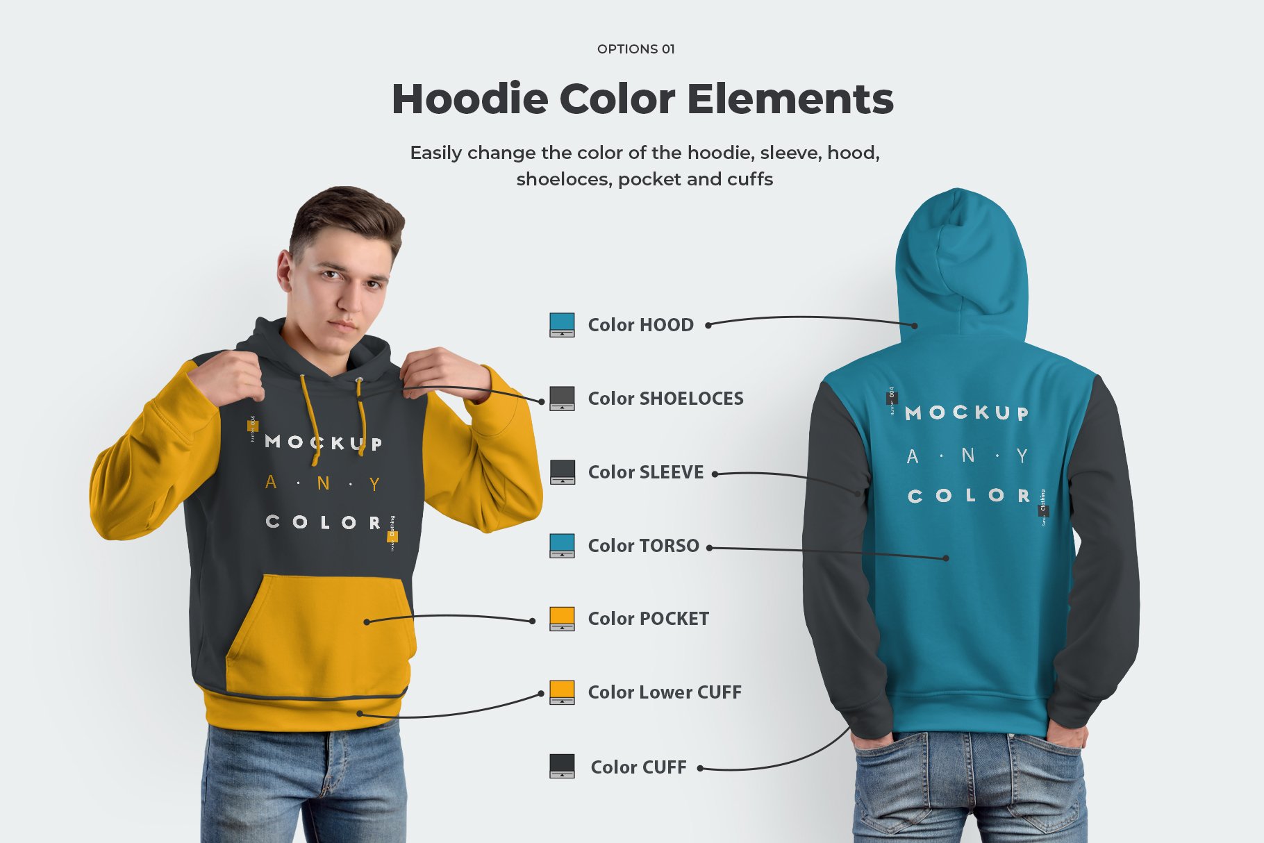 8 Men Hoodie Mockups preview image.