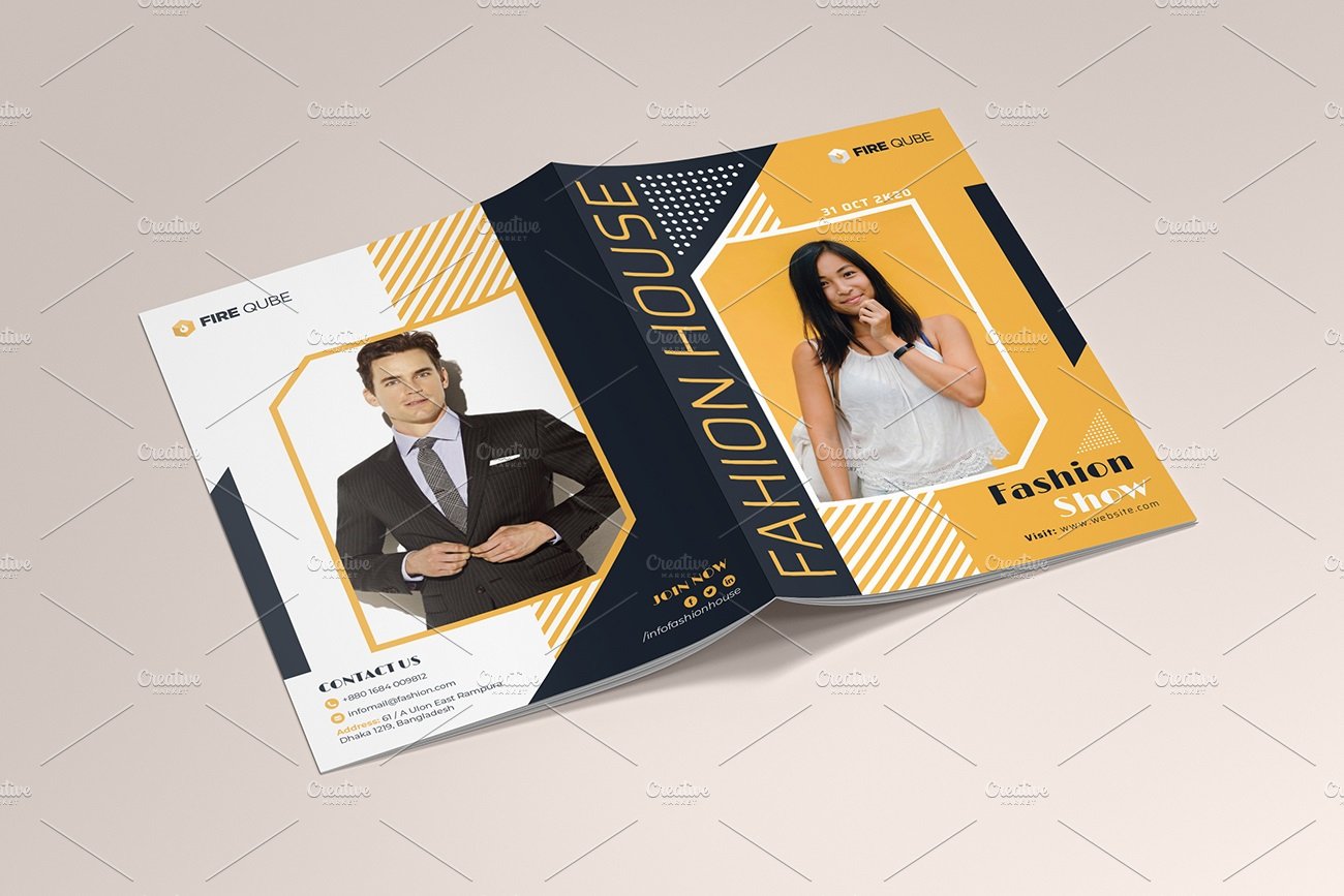Fashion Magazine Brochure Template preview image.