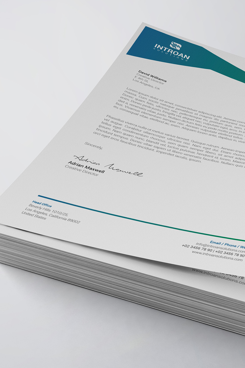 Clean Letterhead Template pinterest preview image.