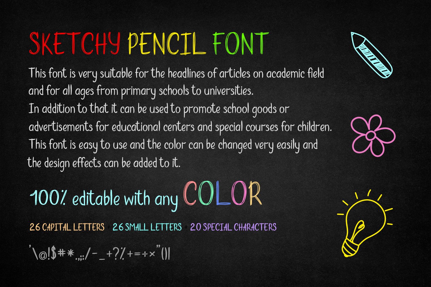 Sketchy Pencil Font preview image.