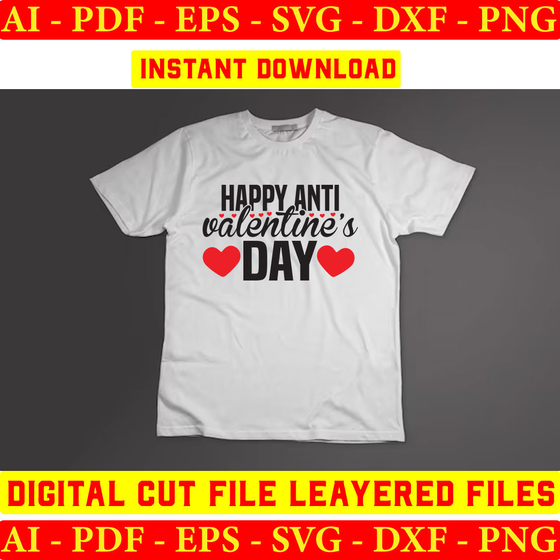 T - shirt with the words happy valentine's day printed on it.