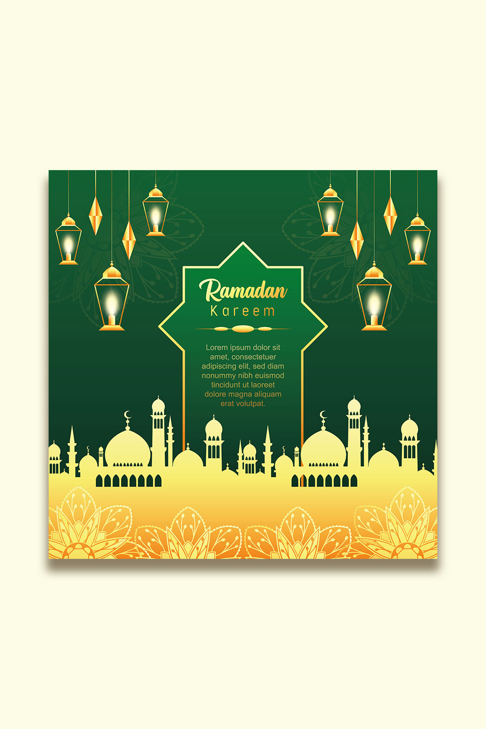 Ramadan and eid ul-fitr social media banner template pinterest preview image.