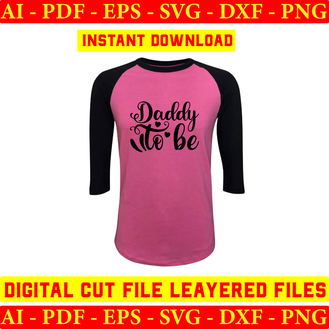 Pink and black shirt with the words daddy to be printed on it.
