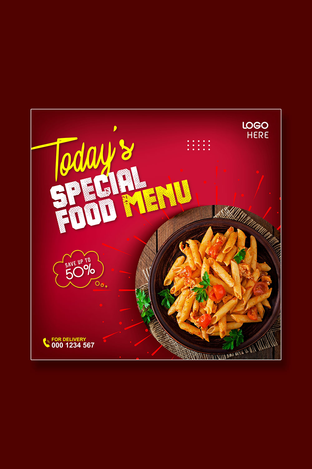 special fast food sale social media post template pinterest preview image.