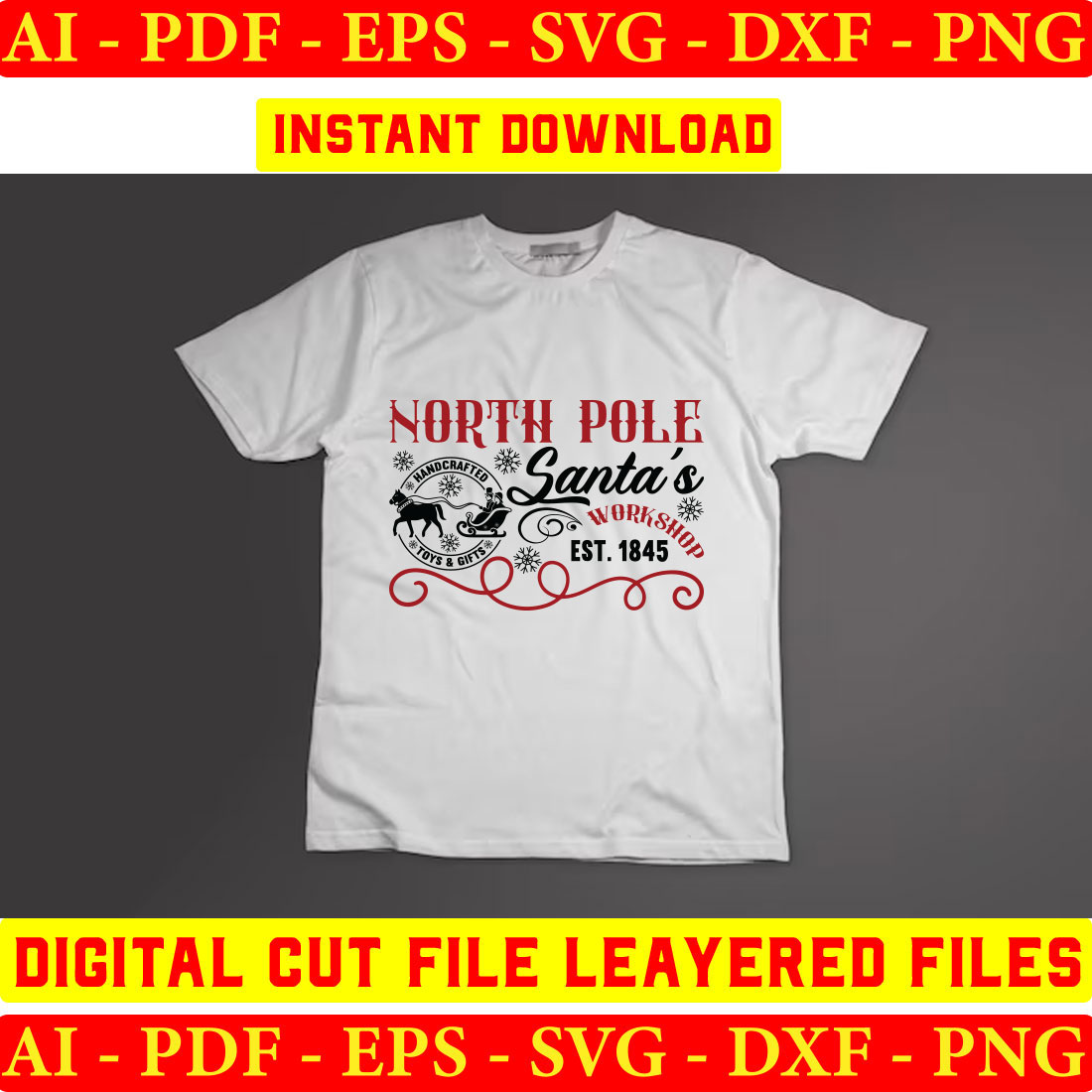 T - shirt with the words north pole santa's on it.