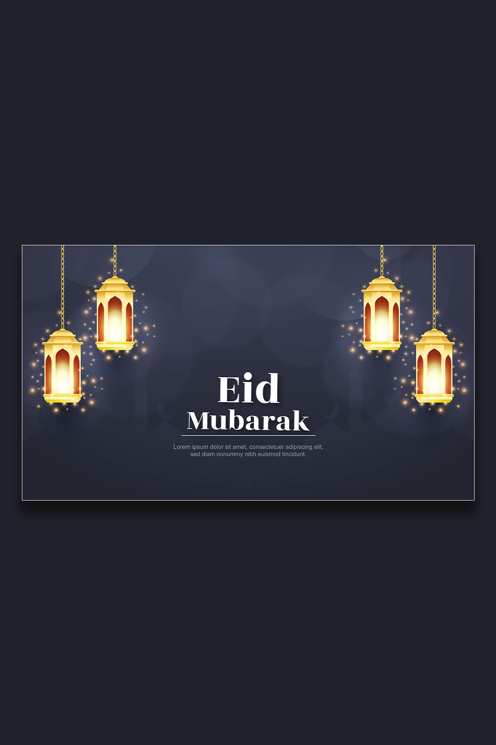 Eid Mubarak and eid ul fitr web banner template pinterest preview image.