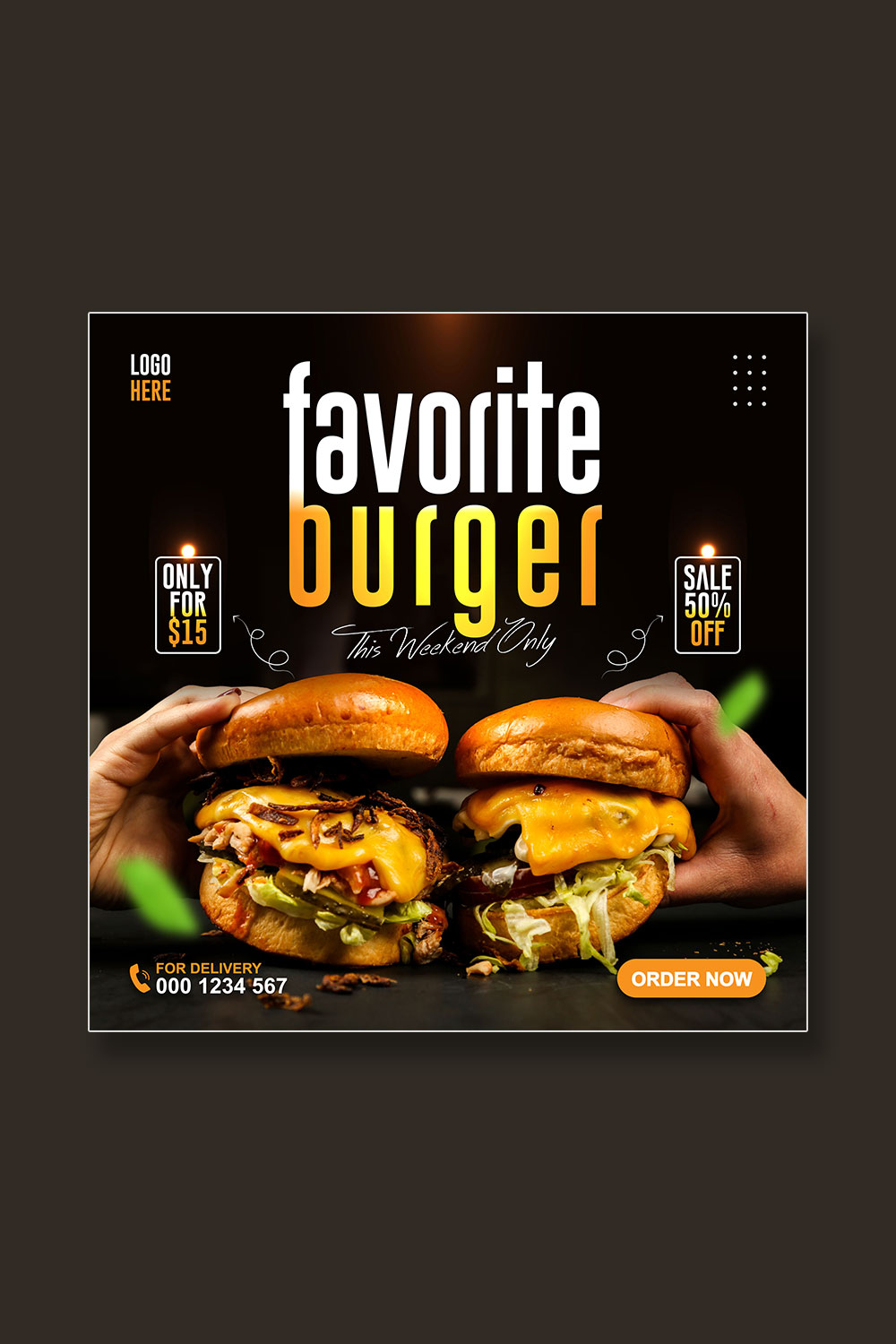 special burger sale social media ads or post template pinterest preview image.