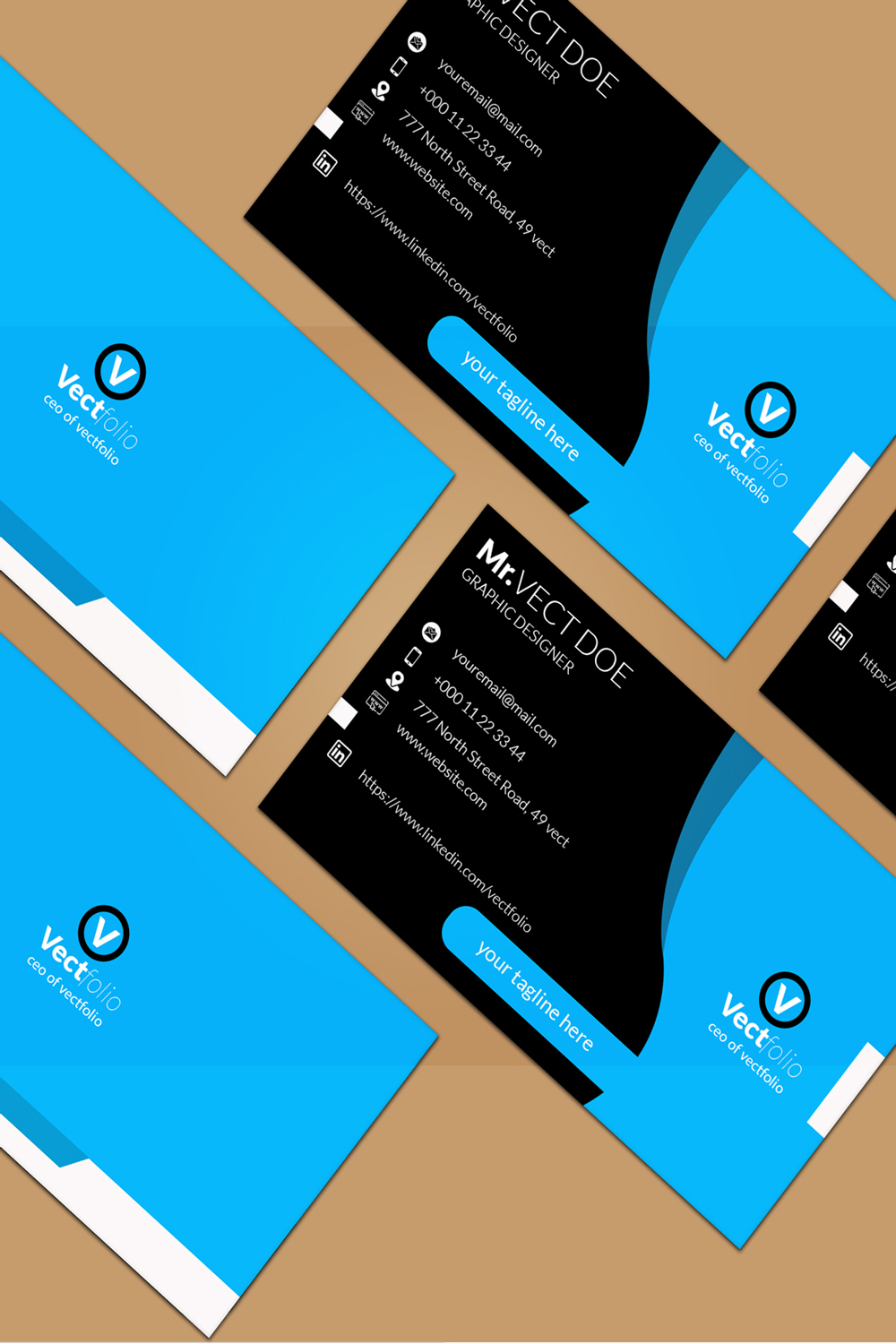 Modern minimal cororate business card template pinterest preview image.