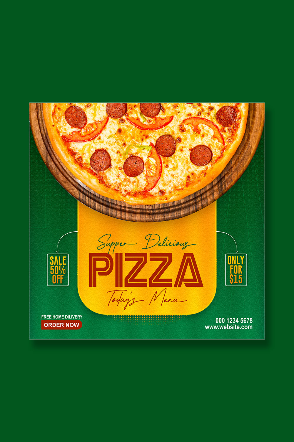 pizza sale social media ads or promotion template pinterest preview image.