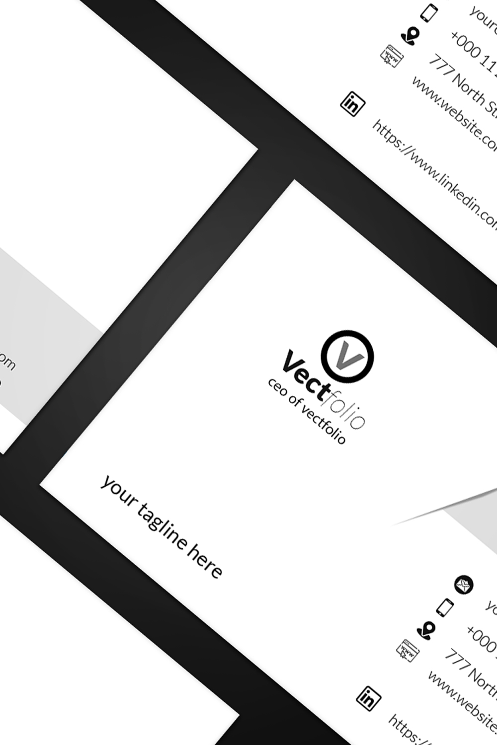 White Creative Business Card Template pinterest preview image.