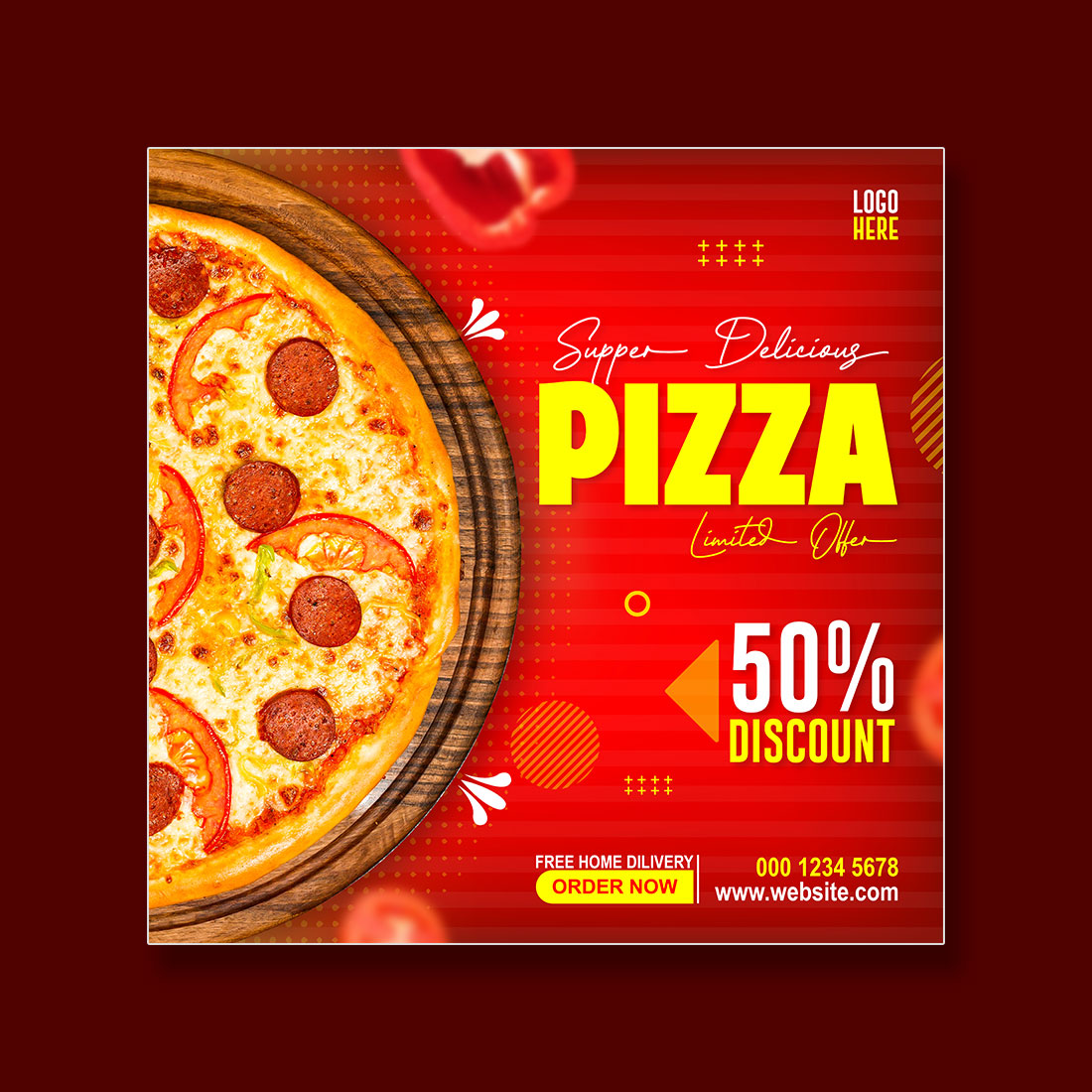 fast food sale social media promotion template preview image.