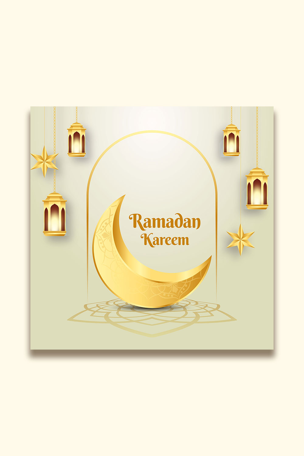 Islamic Holy Month of Ramadan Mubarak vector design with Ramadan moon and Islamic background pinterest preview image.
