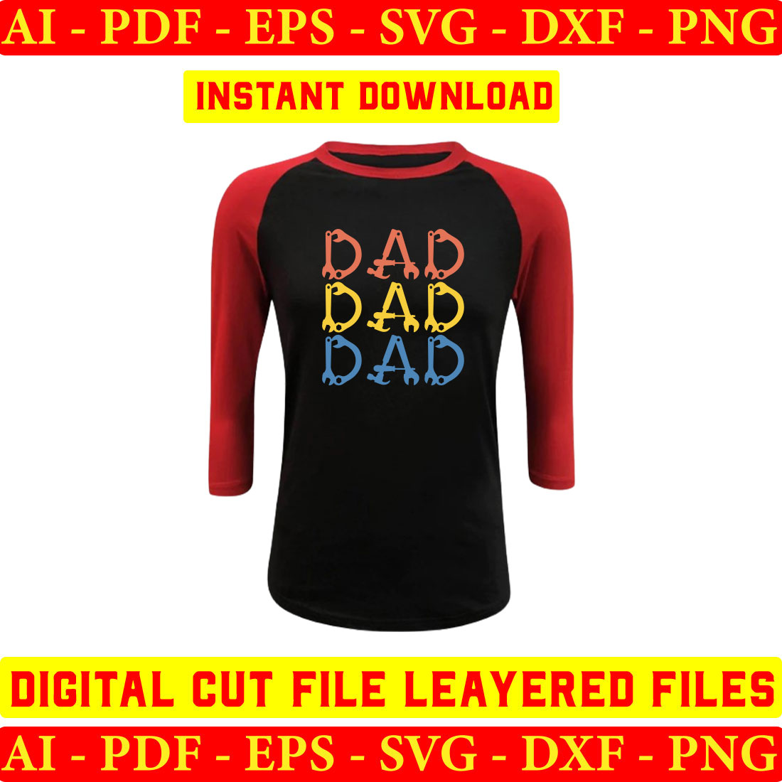 Black and red shirt with the words dad dad on it.