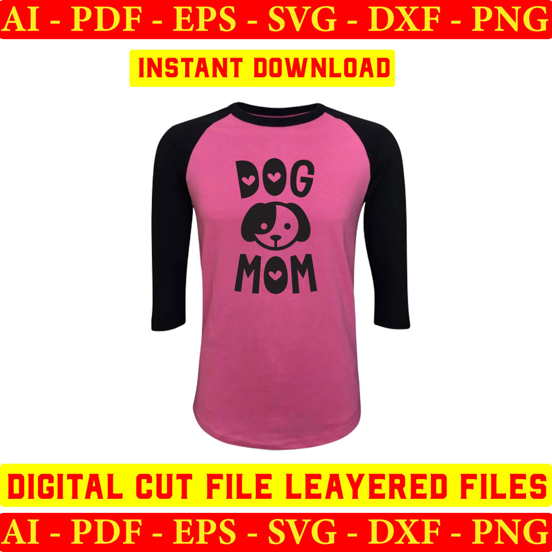Pink and black shirt with a dog mom on it.
