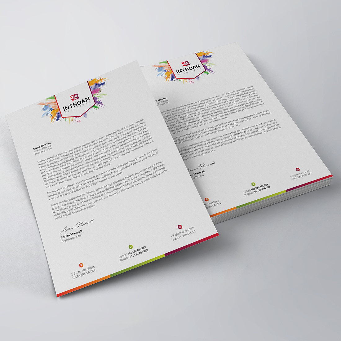 Colorful Letterhead Template preview image.