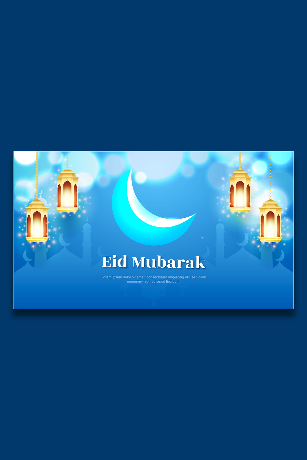 Eid Mubarak and eid ul fitr web banner template pinterest preview image.