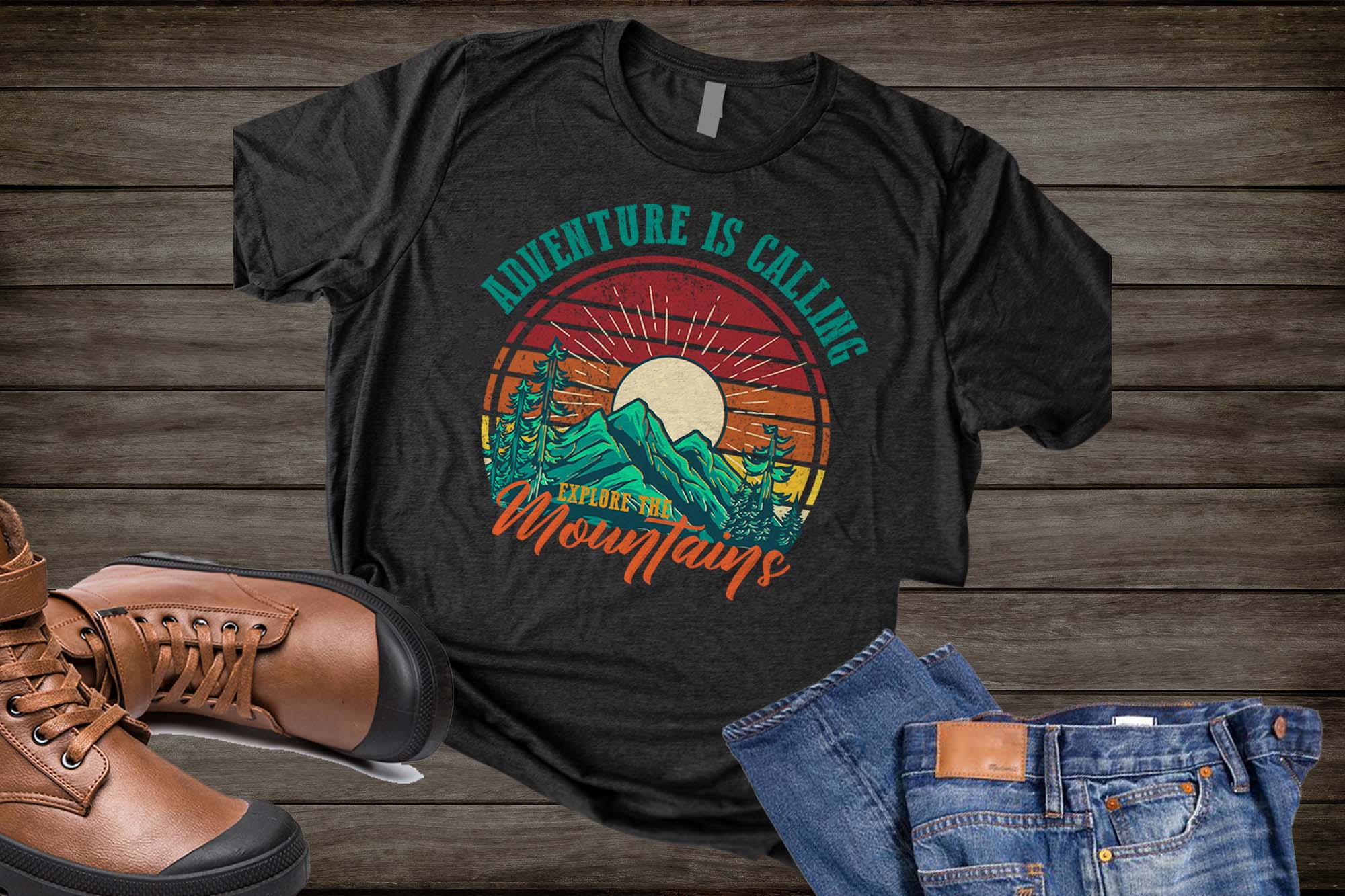 T - shirt with the words adventure is calling on it.