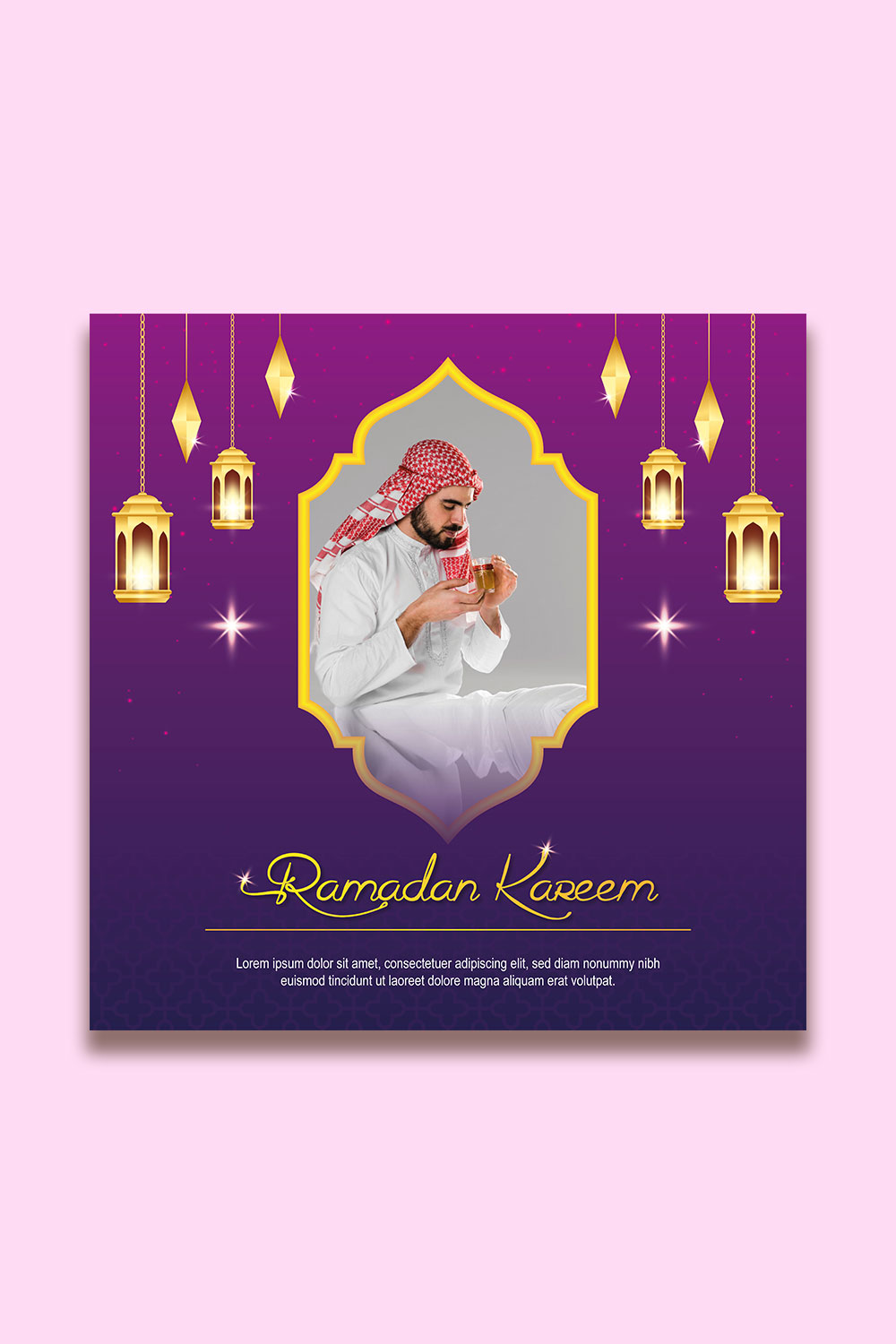 Islamic Holy Month of Ramadan Mubarak vector design with Islamic background pinterest preview image.