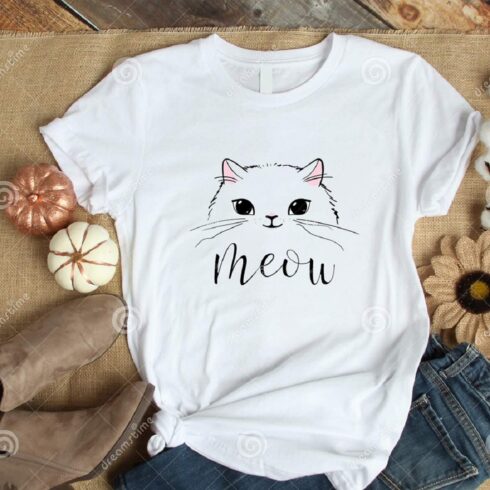 Meow Cat's t-shirt design for women cover image.