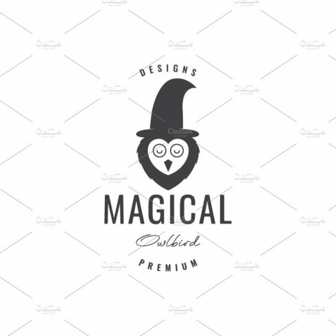 owl with witch hat logo design cover image.