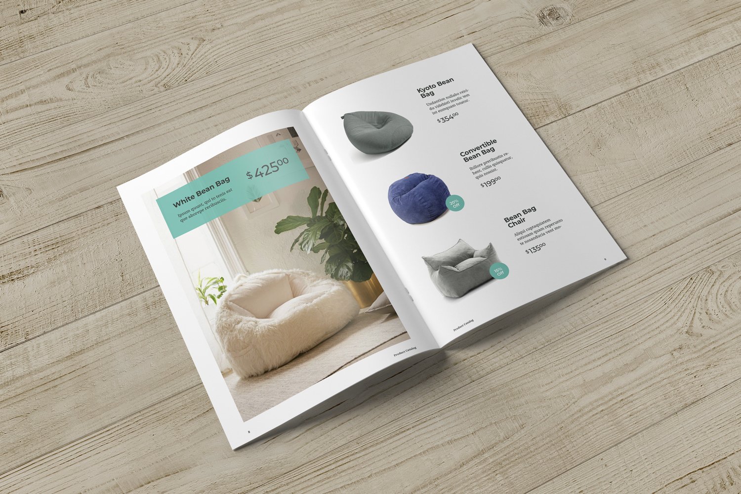 03 brochure and catalog mockup open perspective view 497