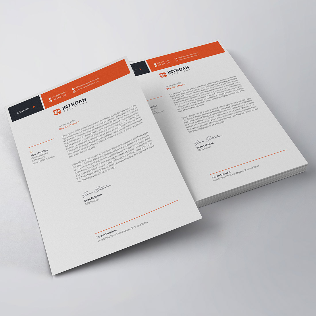 Corporate Letterhead Template preview image.