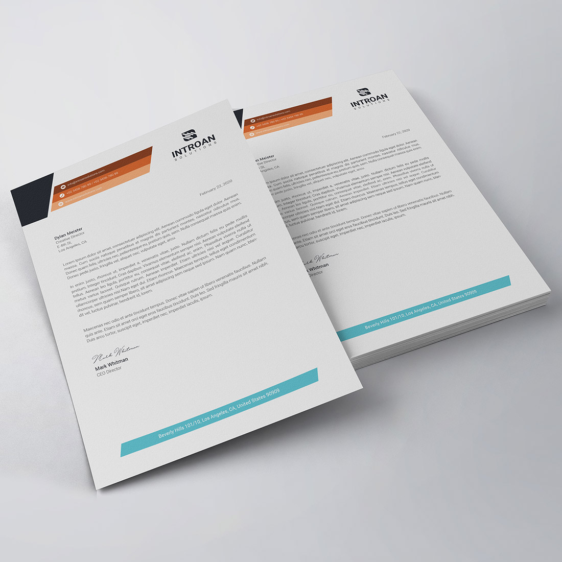 Clean and Modern Letterhead Template preview image.