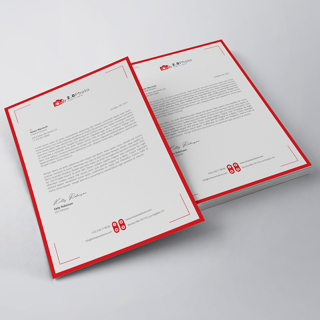 Photographer Letterhead Template preview image.
