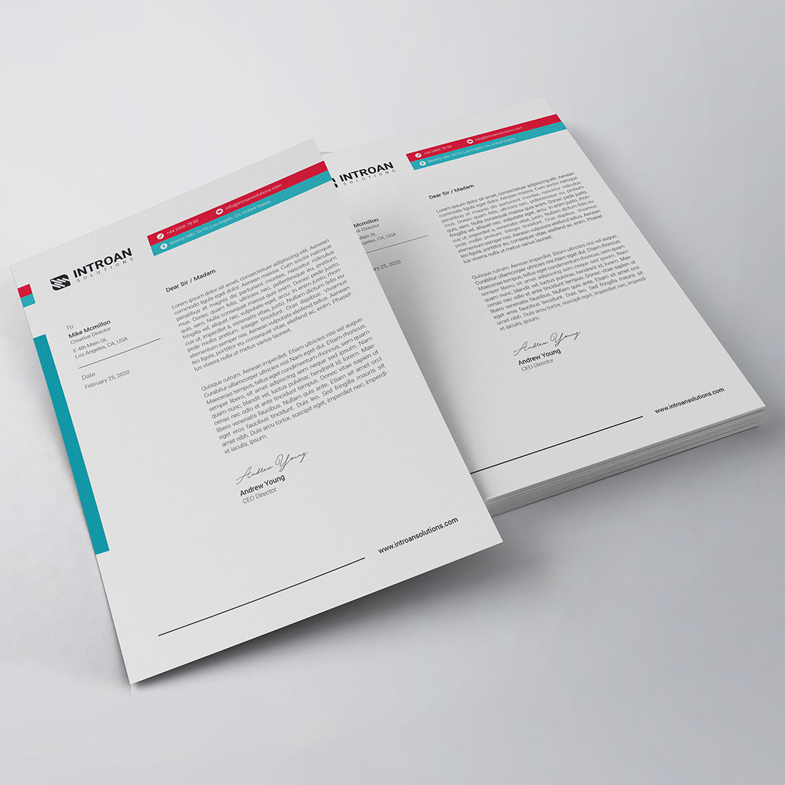 Modern Letterhead Template preview image.