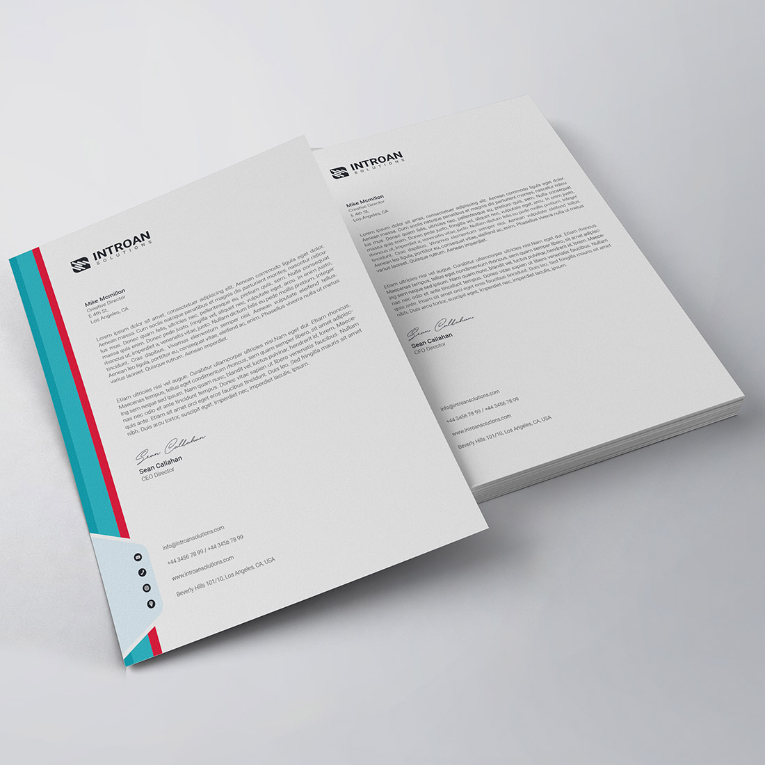 Clean and Modern Letterhead Template preview image.