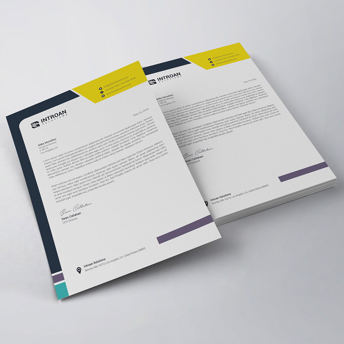 Modern Letterhead Template preview image.