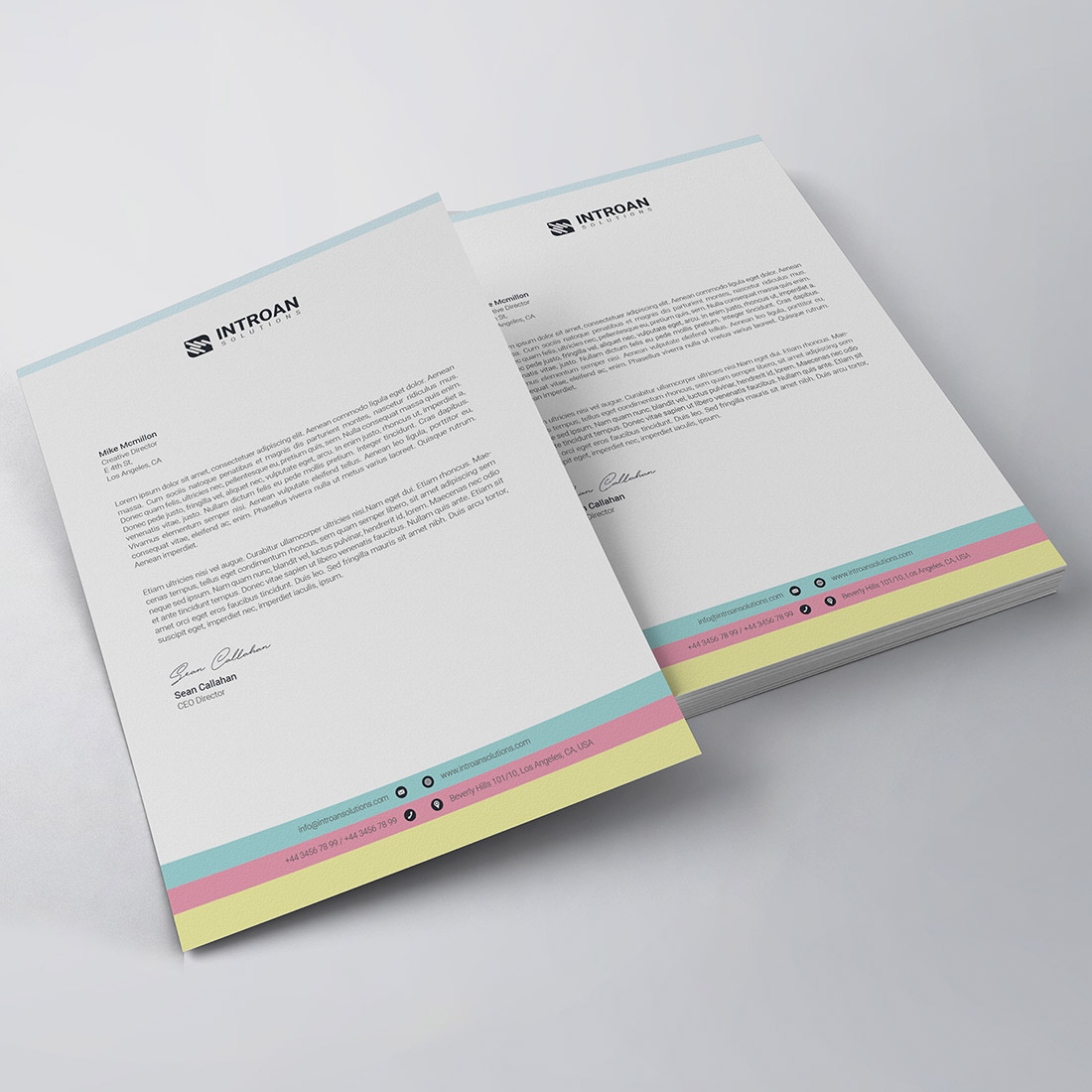 Clean Letterhead Template preview image.