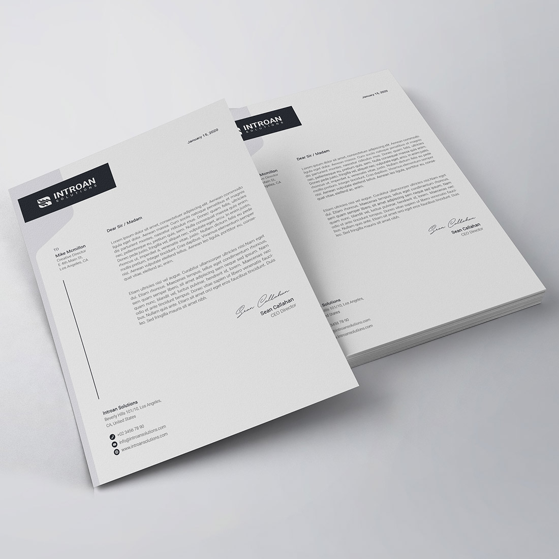 Corporate Letterhead Template preview image.