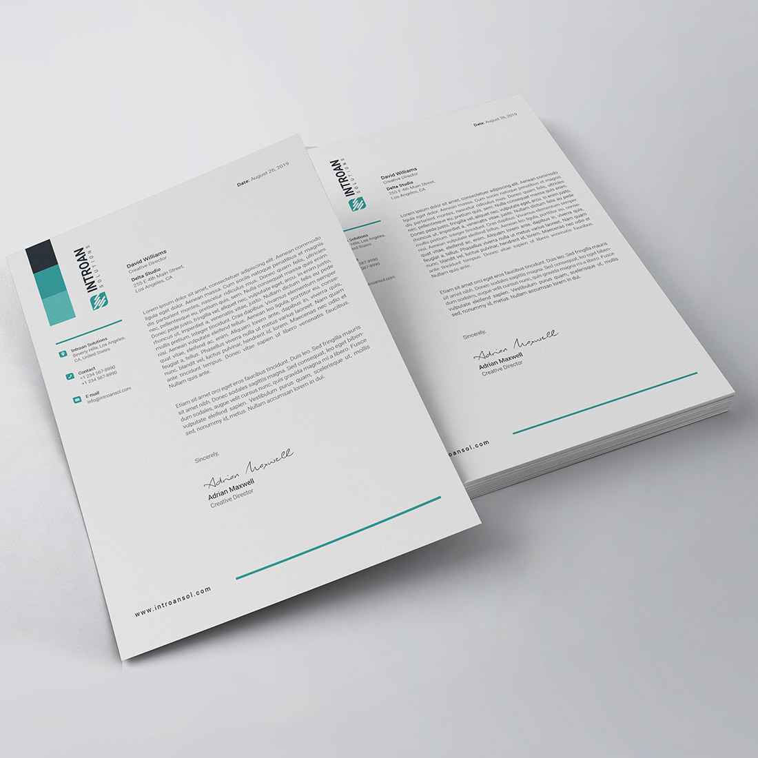 Clean Letterhead Template preview image.