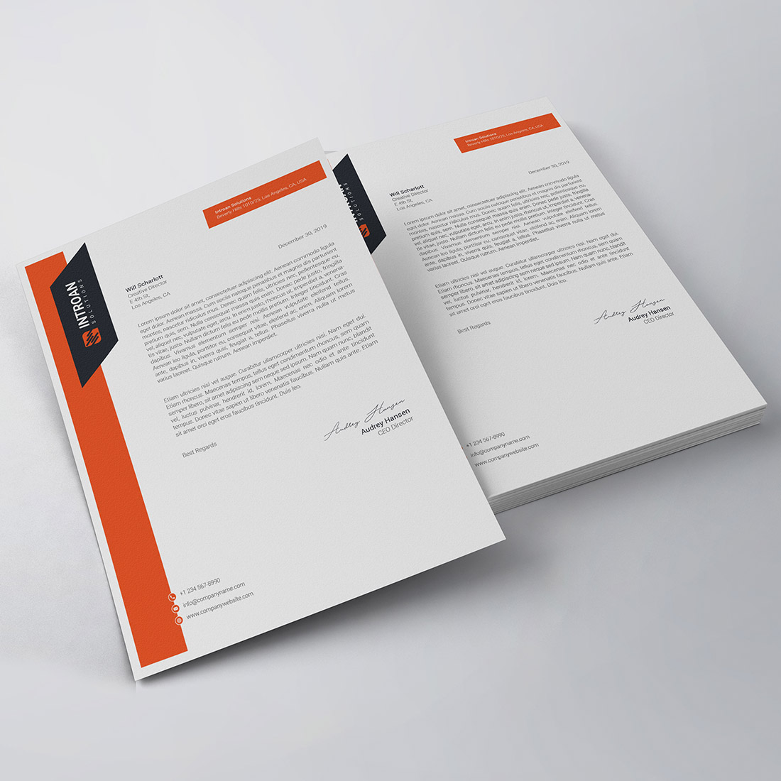 Modern Letterhead Template preview image.