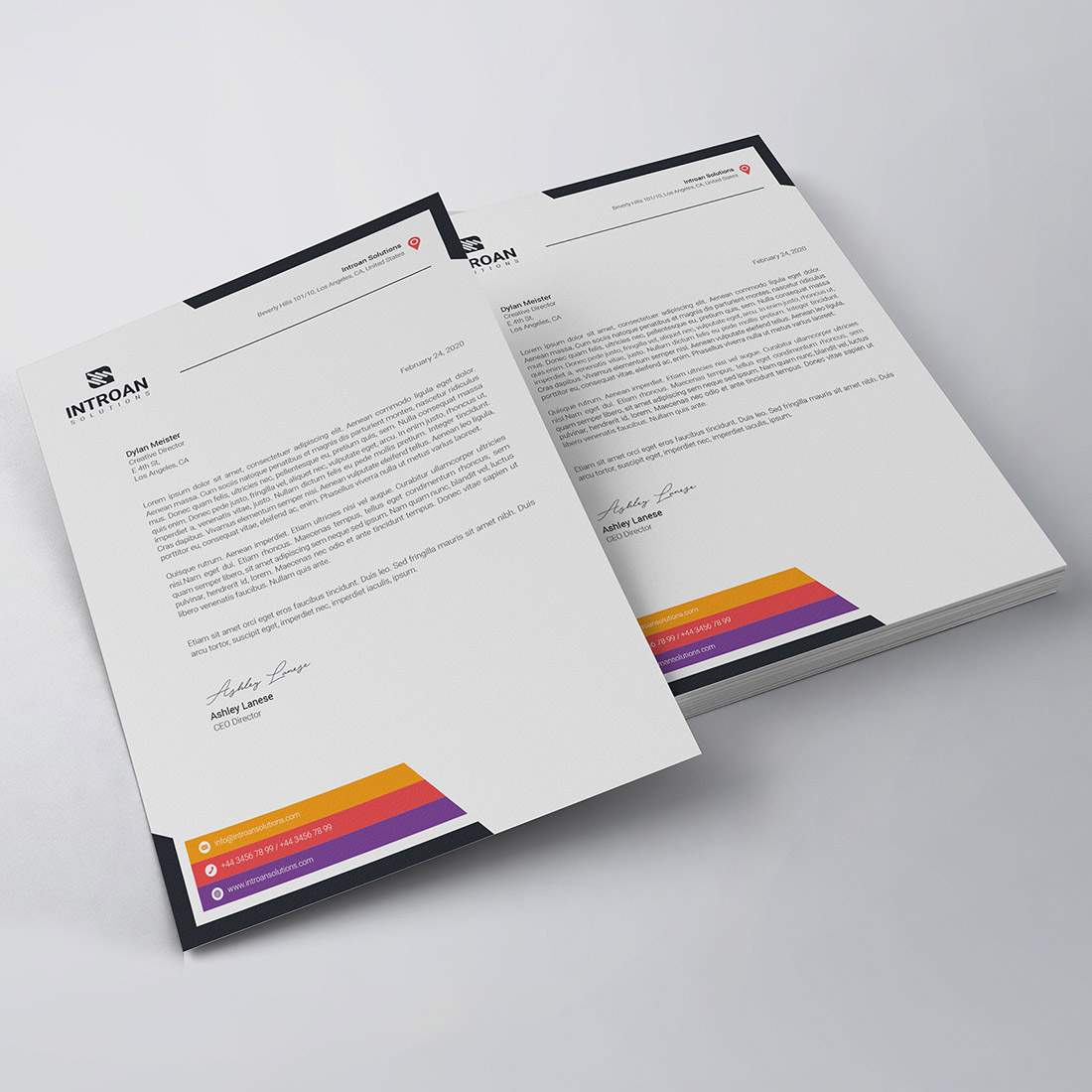 Clean and Modern Letterhead Template preview image.