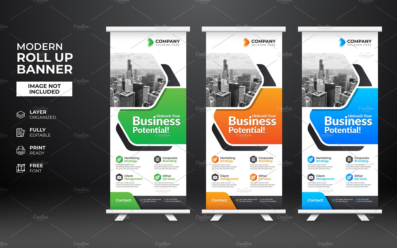 Modern Corporate Roll up Banner preview image.