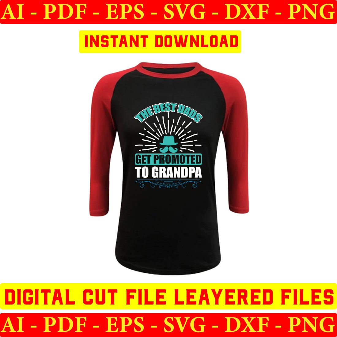 Black and red baseball shirt with the words get promotion to grandpa.