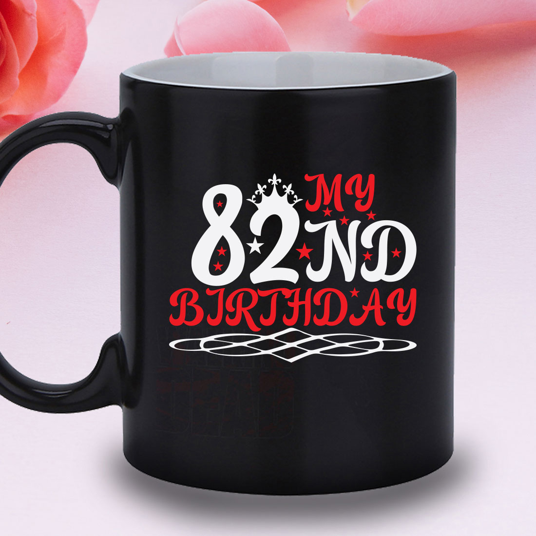 Black coffee mug with the words my 2nd birthday printed on it.
