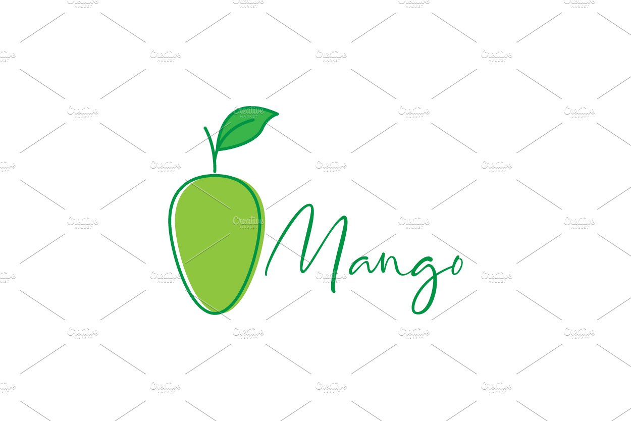 fruit fresh mango green line art cover image.