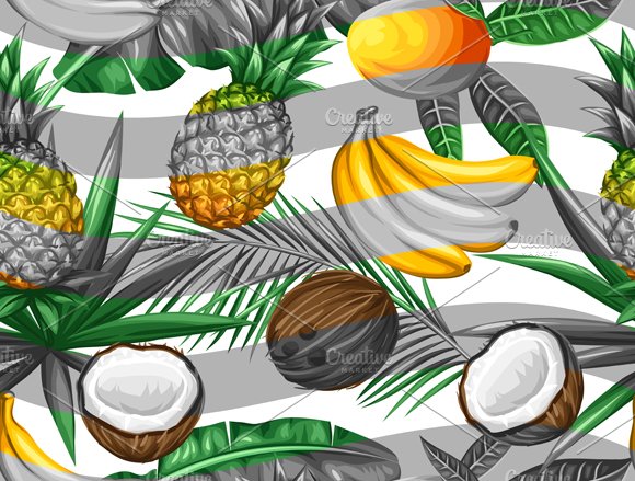 Patterns with tropical fruits. cover image.