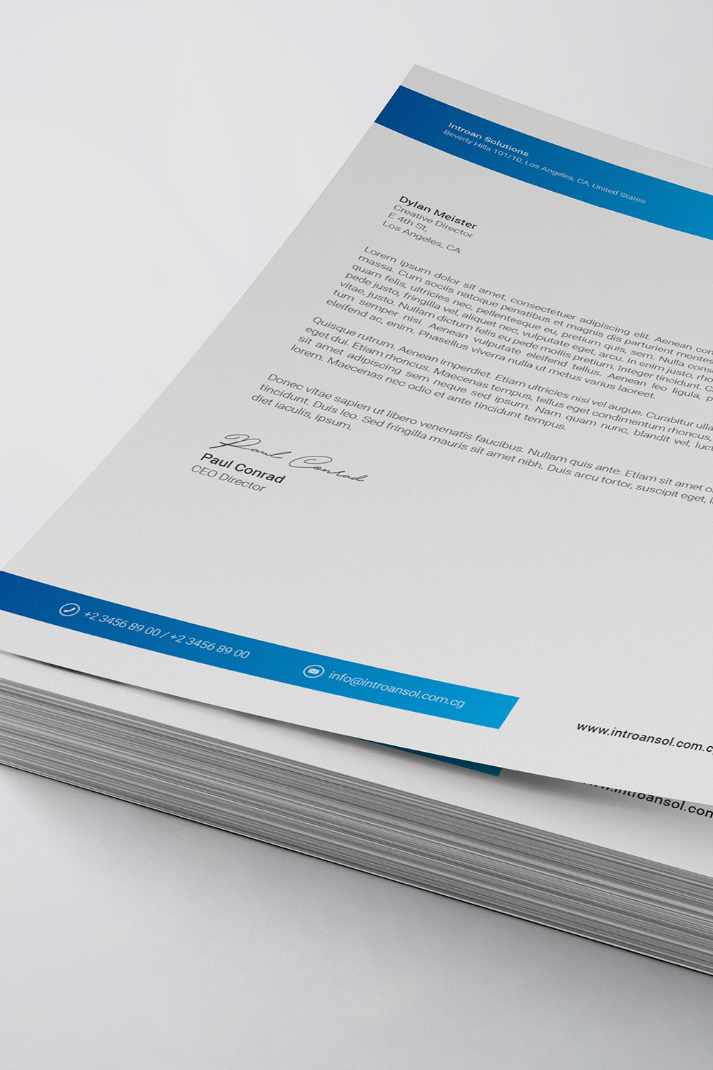 Corporate Letterhead Template pinterest preview image.