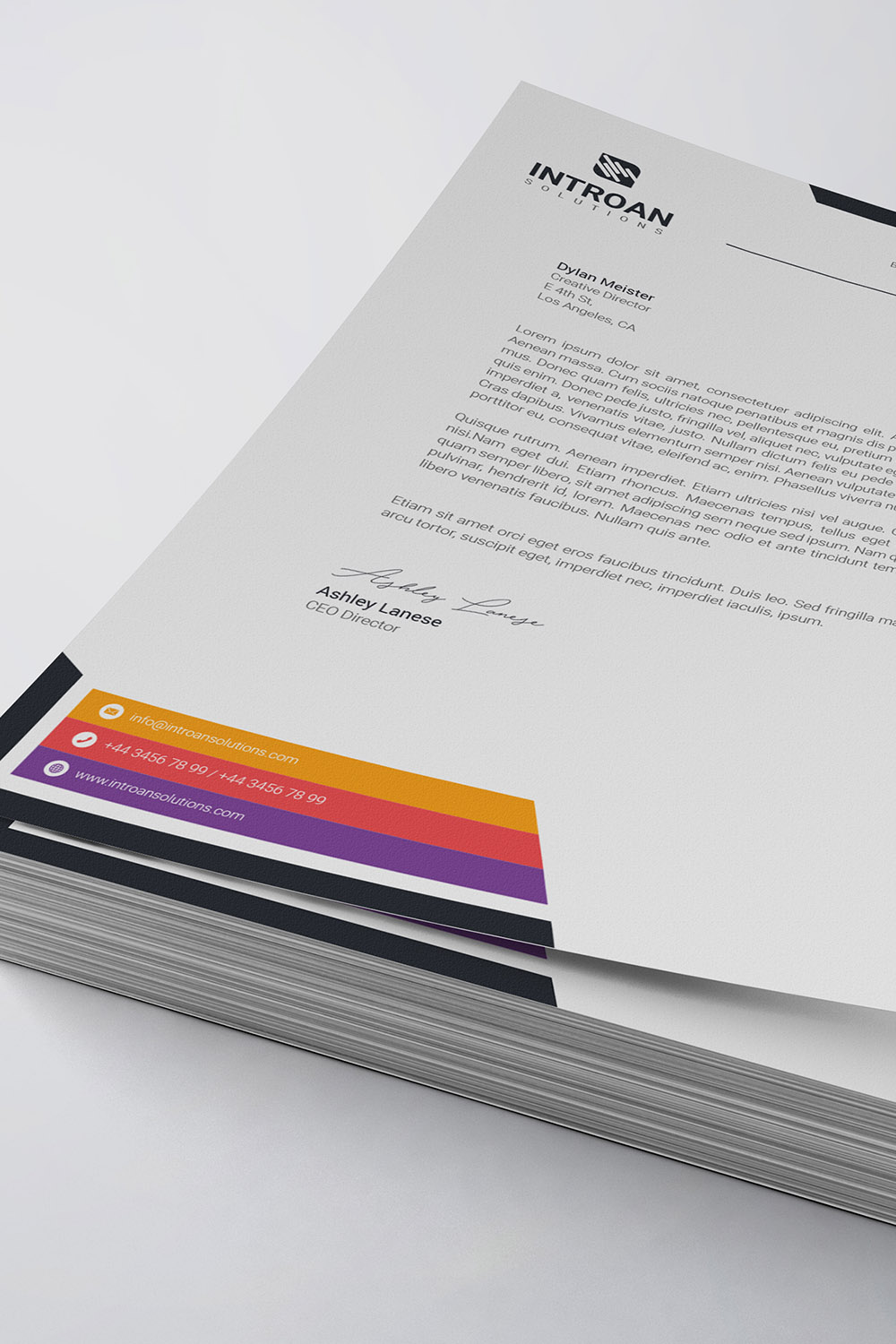 Clean and Modern Letterhead Template pinterest preview image.