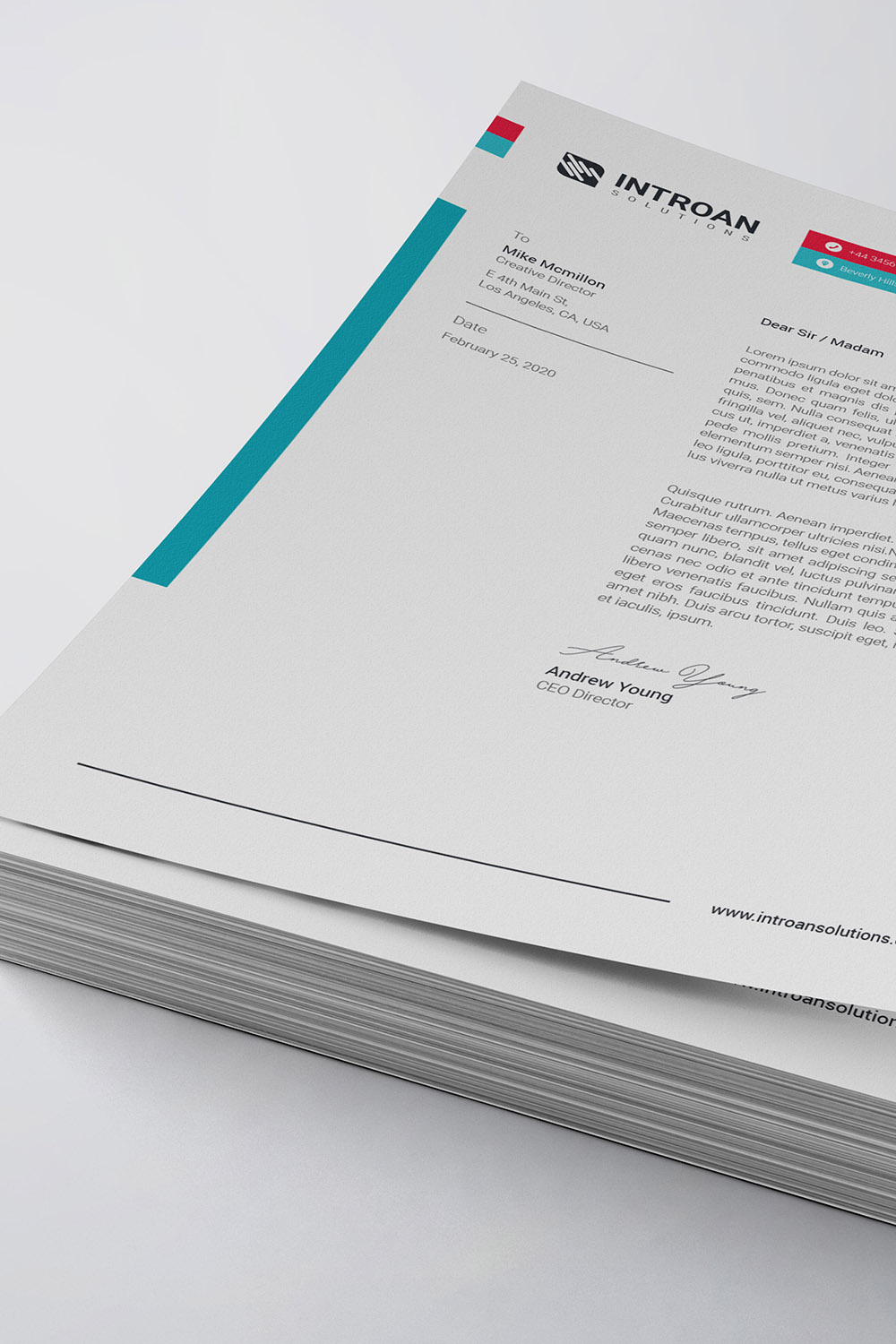 Modern Letterhead Template pinterest preview image.